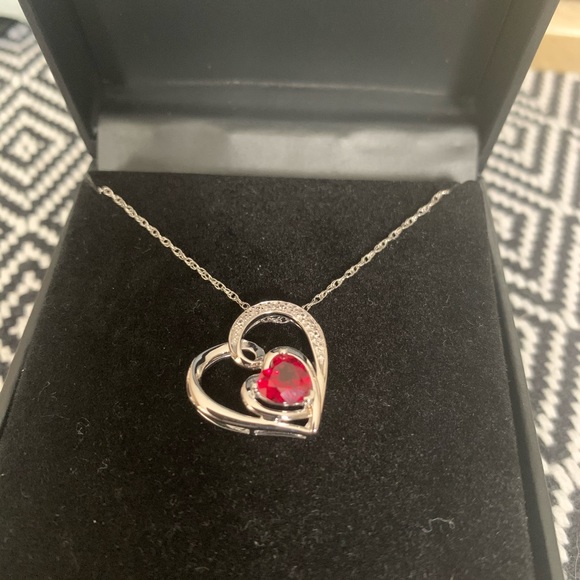 Sterling silver Ruby heart with chain - Picture 2 of 5
